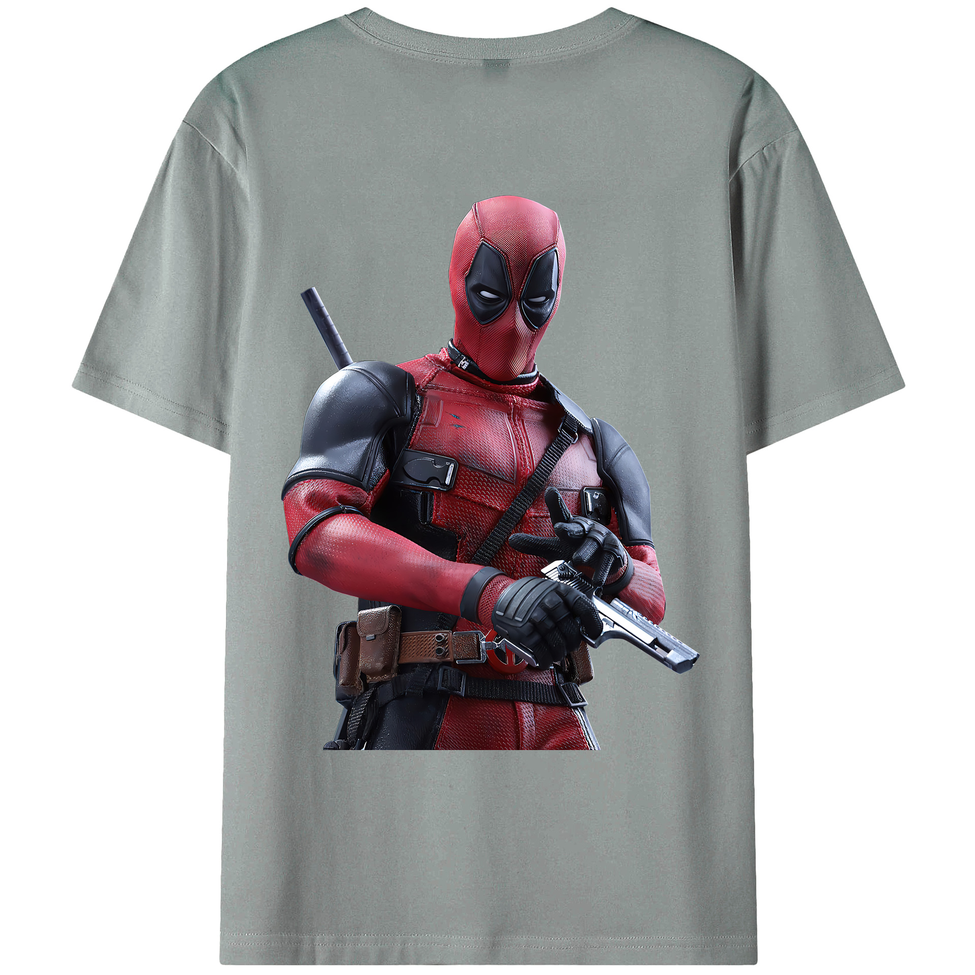 （画像用） Deadpool デッドプール 綿100％ メンズ半袖Tシャツ（バックプリント） 通気性